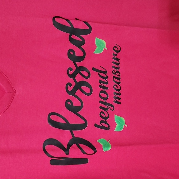 Blessed Beyond Measure V neck Shirt color hot pink💕 - Picture 2 of 4